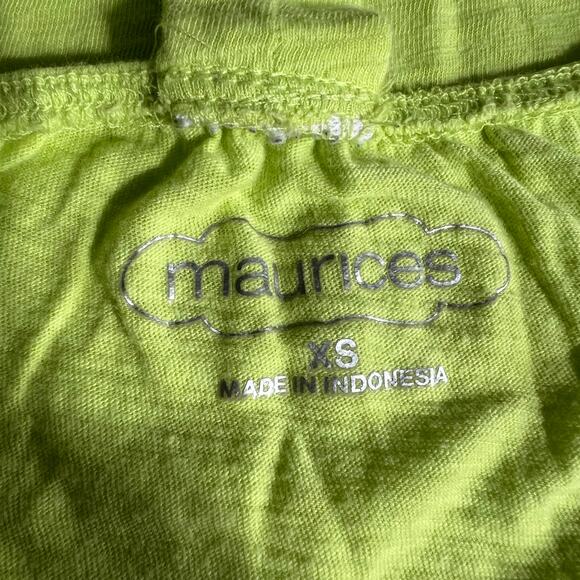 Maurices Womens Tank Top Shirt Sleeveless Pullover V Neck Neon Yellow XS - Picture 8 of 10